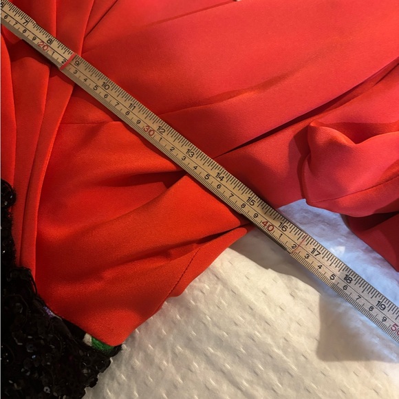 Ann Lawrence Vintage Red and Multicolor Long Sleeve Party Dress Size 8 - Picture 11 of 12